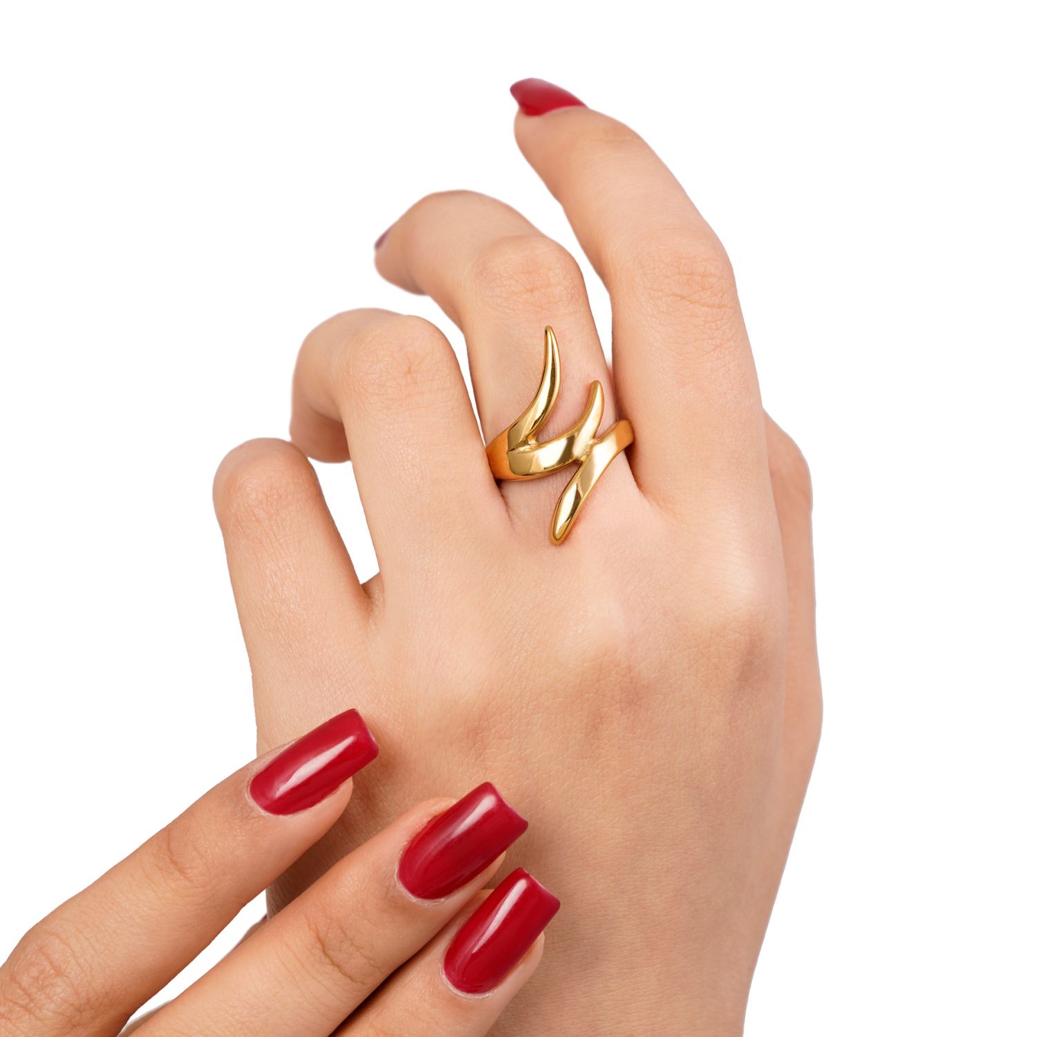 انگشتر استیل 304 طرح دار طلایی(پک 3 عددی)